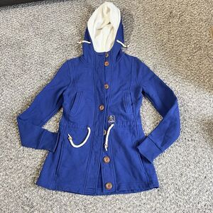 PICTURE Organic Clothing Jacket Womens S Blue Hooded Fleece Lined Cotton Pocket